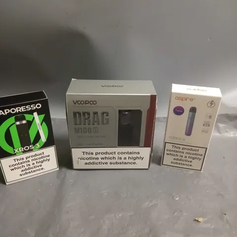 APPROXIMATELY 20 BOXED E-CIGARETTES TO INCLUDE VOOPOO, VAPORESSO, ASPIRE ETC 