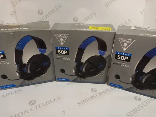 BOX OF 3 TURTLE BEACH RECON 50P WIRED GAMING HEADSETS FOR PS4/PS5