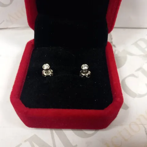 PLATINUM RUBOVER STUD EARRINGS SET WITH DIAMONDS, WEIGHING +0.14CT