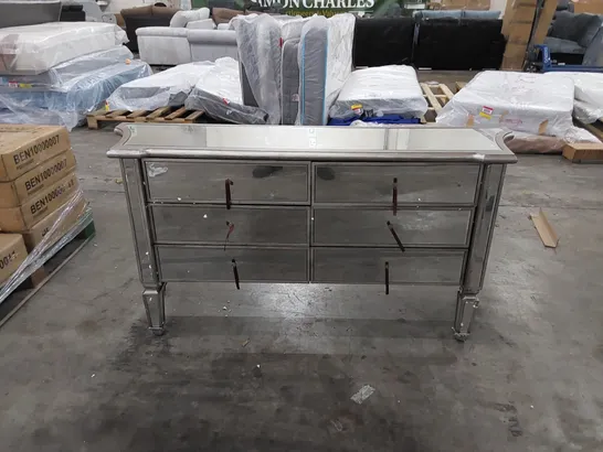 DESIGNER MIRRORED 6-DRAWER CHEST OF DRAWERS 