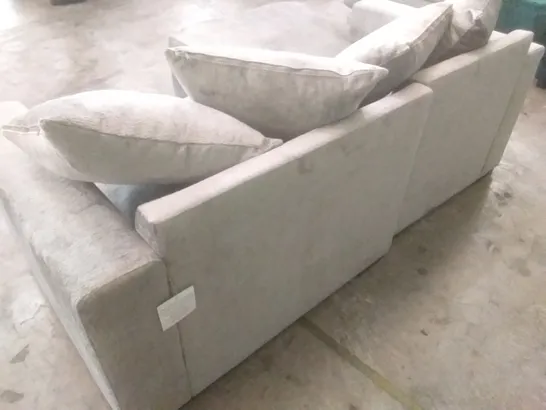 DESIGNER BALE LH CORNER CHAISE SILVER FABRIC WITH SCATTER CUSHIONS 