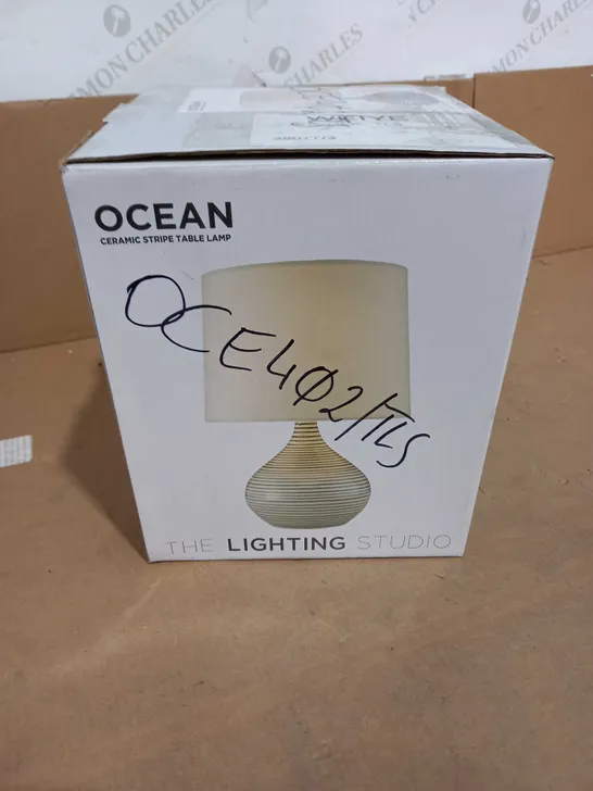THE LIGHTING STUDIO OCEAN CERAMIC STRIPE TABLE LAMP