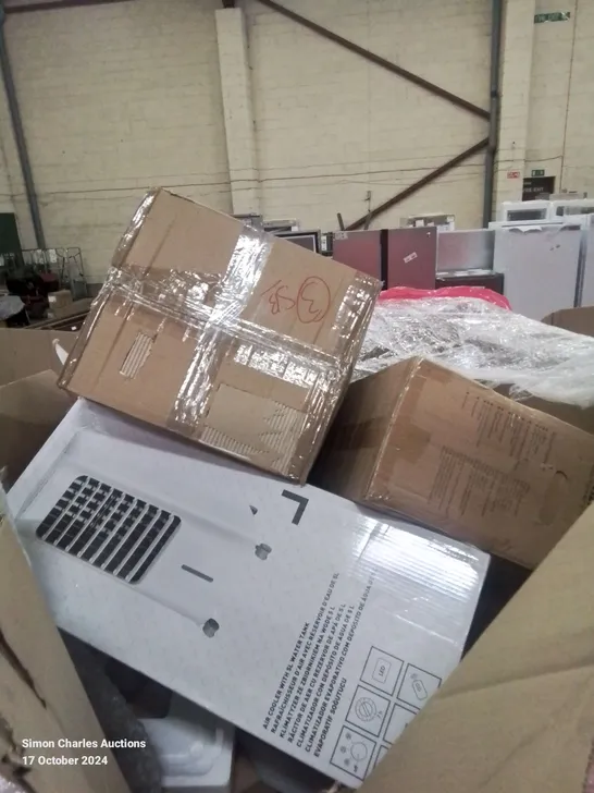 PALLET OF ASSORTED HOUSEHOLD AND ELECTRICAL ITEMS TO INCLUDE AIR FRYER, FOOT MASSAGER AND AIR COOLER 