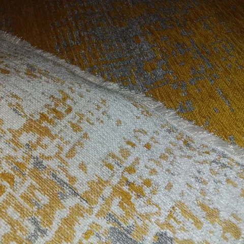 MUSTARD AND LIGHT GREY CARPET WITH A WHITE TRIM 