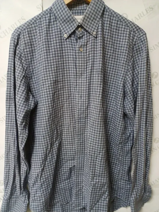 CALVIN KLEIN MENS BLUE CHECKED FITTED SHIRT SIZE 40 