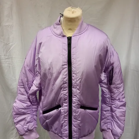 BRAND NEW KOI MESSAGES UNISEX BOMBER JACKET, LILAC - SMALL