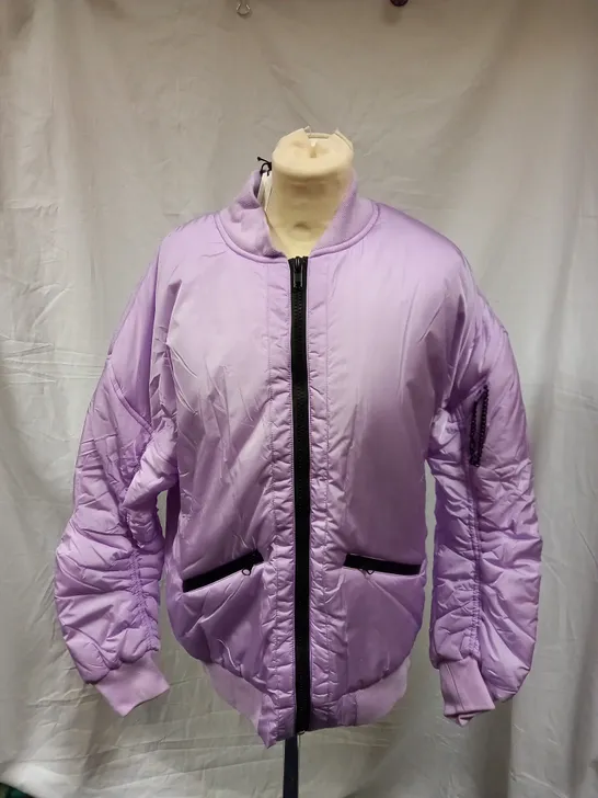 BRAND NEW KOI MESSAGES UNISEX BOMBER JACKET, LILAC - SMALL