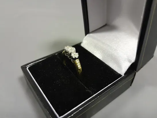 9CT GOLD FLOWER CLUSTER RING SET WITH NATURAL DIAMONDS