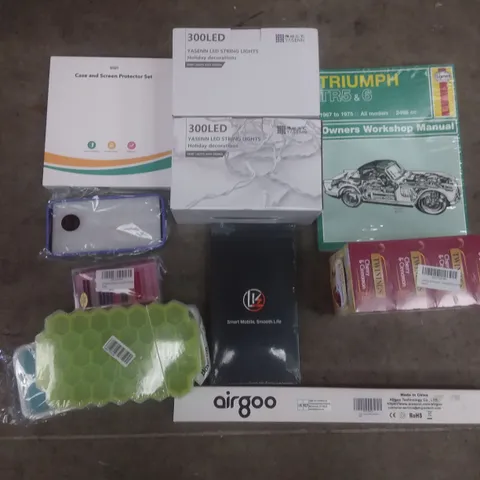 PALLET OF ASSORTED ITEMS INCLUDING CASE AND SCREEN PROTECTOR SET, ICE CUBE TRAYS, TRIUMPH TR5&6 OWNERS MANUAL, COLOURED EYELASHES, AIRGOO DIGITAL LED STRIP, TWINNINGS CHERRY&CINNAMON 