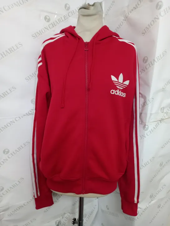 ADIDAS ZIP UP HOODIE IN RED SIZE L