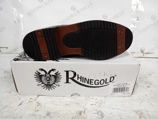 BOXED PAIR OF RHINEGOLD CLASSIC JODHPUR BOOTS IN BLACK UK SIZE 8