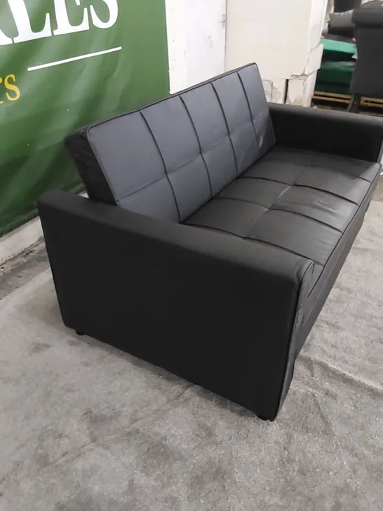 DESIGNER VEGAN LEATHER SOFA BED - BLACK 