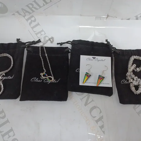 4 X BAGGED CLEAR CRYSTAL JEWELLERY PRODUCTS IN VARIOUS DESIGNS