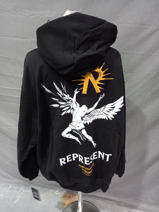 REPRESENT ICARUS HOODIE IN JET BLACK - LARGE