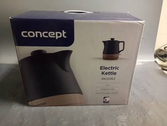 BOXED CONCEPT 1L CERAMIC JUG GREY ELECTRIC KETTLE 