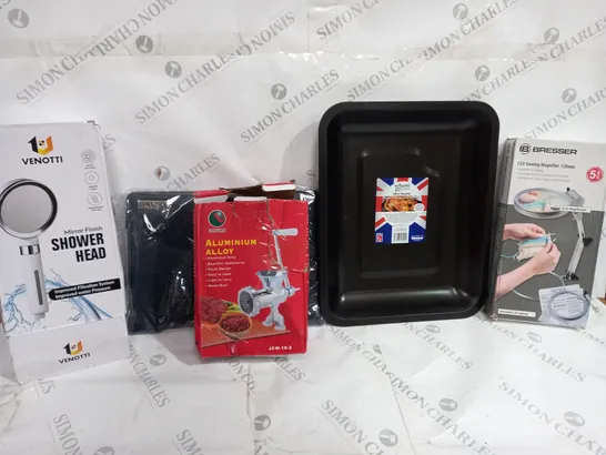 BOX OF APPROXIMATELY 12 ASSORTED ITEMS TO INCLUDE - VENOTTI SHOWER HEAD - BRESSER LED SEWING MAGNIFIER - WHAM 39CM ROASTER ECT