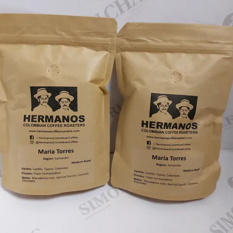 BOX OF APPROX 10 BAGS OF HERMANOS ROASTED COFFEE - DECAF AND CAFFEINATED