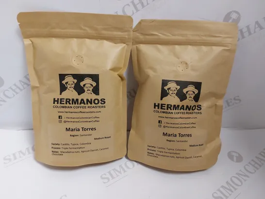 BOX OF APPROX 10 BAGS OF HERMANOS ROASTED COFFEE - DECAF AND CAFFEINATED