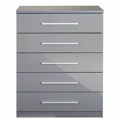 BOXED NEW PRAGUE 5 DRAWER CHEST IN GREY