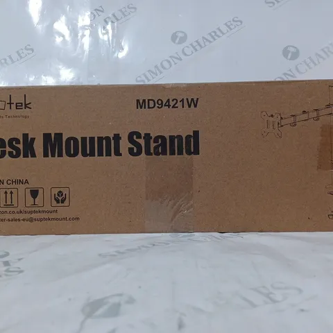 BOXED SUPTEK MD9421W SINGLE MONITOR DESK MOUNT STAND