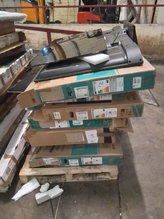 PALLET TO CONTAIN APPROX 10 X ASSORTED TVS. DAMAGED TVS FOR SPARES AND REPAIRS ONLY 