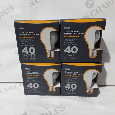 LOT OF APPROXIMATELY 8 BOXES OF FROSTED FILAMENT LED ROUND BULBS (2 PER BOX)