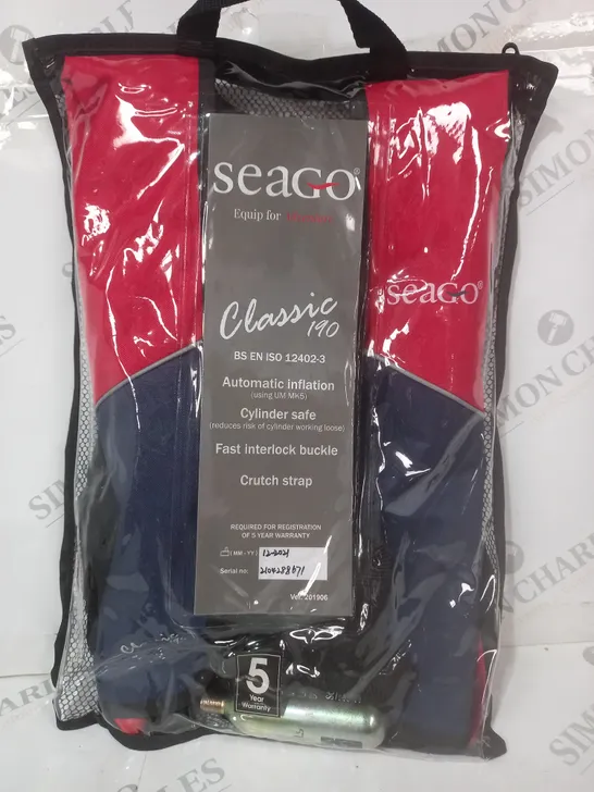 SEAGO CLASSIC 190 BS EN ISO 12402-3 LIFEJACKET