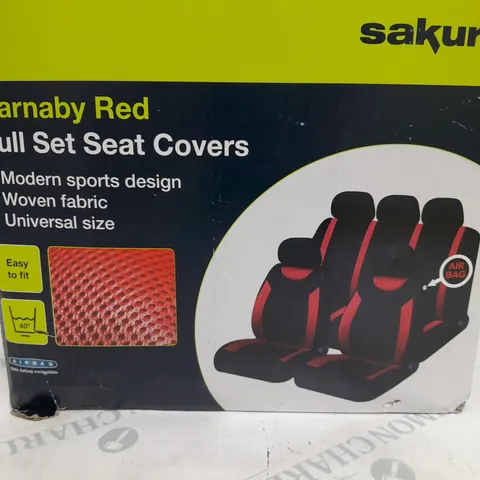 BOXED SAKURA CARNABY RED FULL SET SEAT COVERS