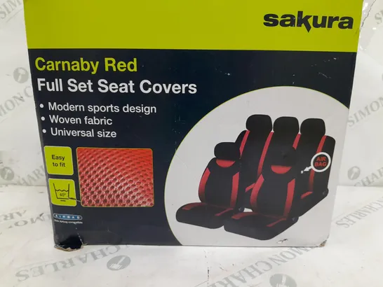 BOXED SAKURA CARNABY RED FULL SET SEAT COVERS