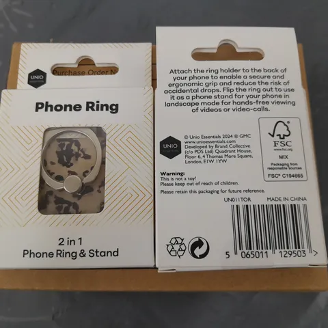 LOT OF 48 BOXED BRAND NEW 2IN1 PHONE RING AND STANDS - TORT