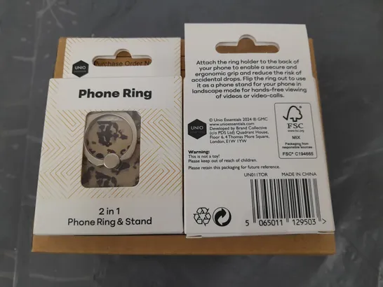 LOT OF 48 BOXED BRAND NEW 2IN1 PHONE RING AND STANDS - TORT