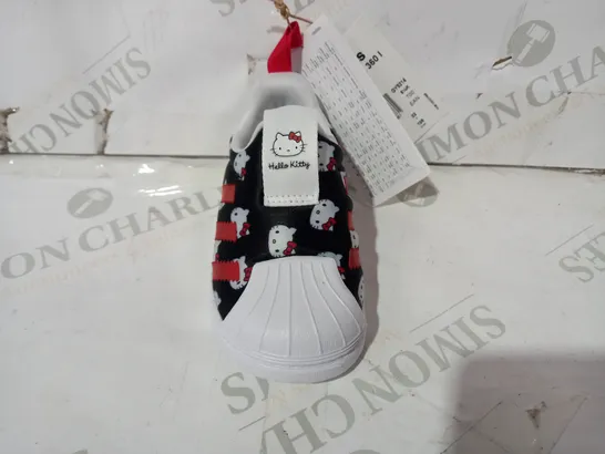 BOXED PAIR OF ADIDAS HELLO KITTY SUPERSTAR 360 I SHOES IN BLACK/RED/WHITE UK SIZE 5.5K