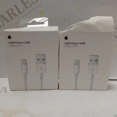 LOT OF 2 APPLE LIGHTNING TO USB CABLES (2 X 2M)