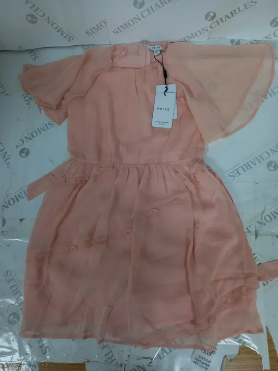 REISS AUBREY FLOATY SHEER DRESS IN SALMON PINK SIZE 8-9Y