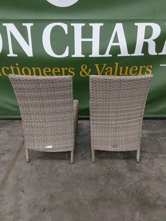 SET OF 2 DESIGNER GREY RATTAN DINING CHAIRS