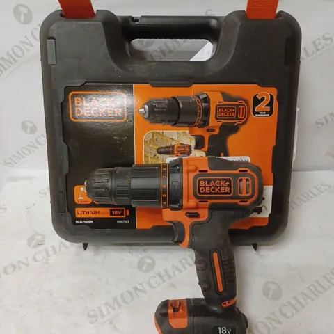 BLACK+DECKER 18 V CORDLESS 2-GEAR COMBI HAMMER DRILL POWER TOOL (BCD70051K)