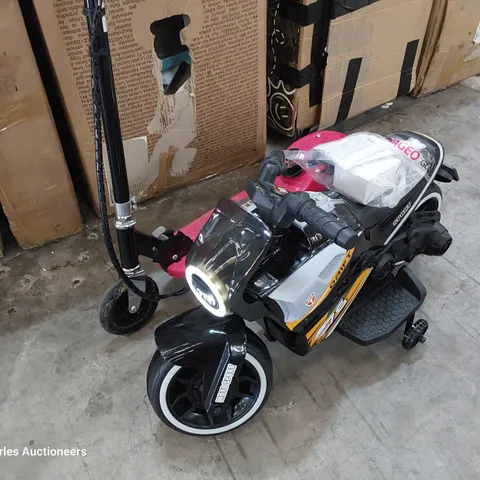 TWO ITEMS, BATTERY POWERED RIDE ON CHILDS DRIFT BIKE & BATTERY POWERED SCOOTER