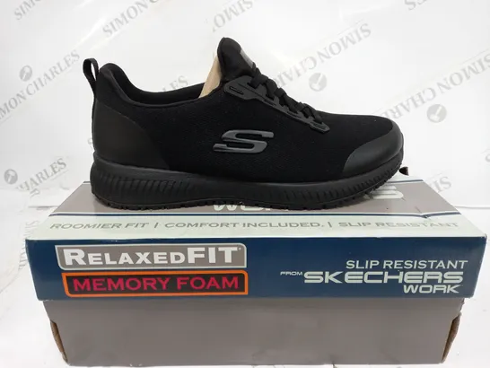 SKETCHERS SQUAD WORK SLIP RESISTANT TRAINERS BLACK SIZE 5