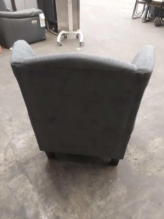 DESIGNER SMALL GREY FABRIC UPHOLSTERED ARMCHAIR