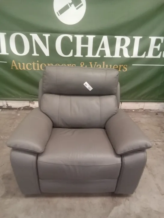 QUALITY ITALIAN DESIGNER PATRIZIO SMALL ARMS ELECTRIC RECLINER CHAIRS - ANTHRACITE GREY LEATHER