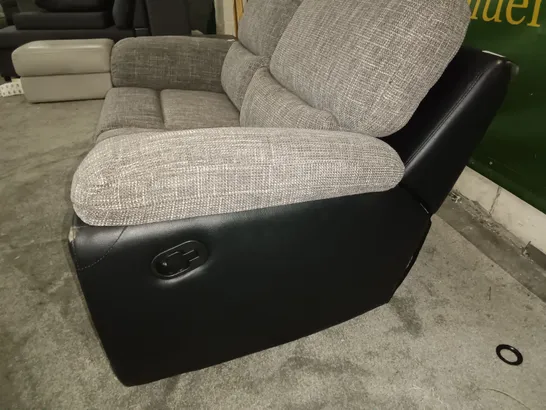 TWO-TONE GREY & BLACK MANUAL RECLINING 2-SEATER SOFA