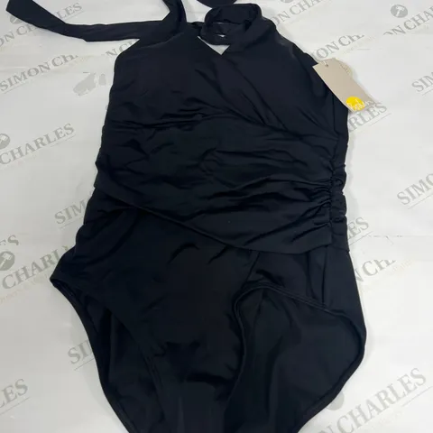 BODEN LEVANZO RUCHED HALTER SWIMSUIT IN BLACK SIZE 12