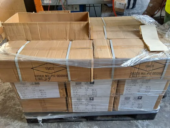 PALLET CONTAINING 17 MULTIPACK BOXES OF EMCOLITE LIGHTING ITEMS INCLUDES CAST UPRIGHTS AND CAST SURFACE SWIVEL FITTINGS