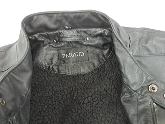 FERAUD LEATHER ZIP THROUGH JACKET - M