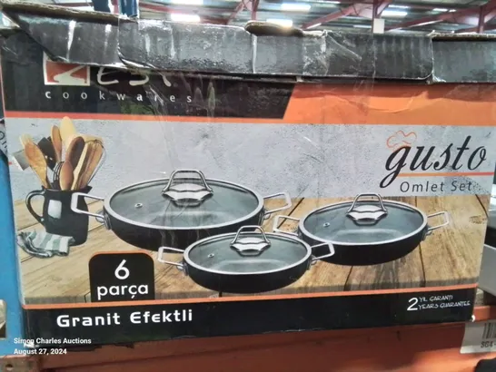 BOXED NON-STICK GRANITE SAUTE PANS WITH GLASS LIDS