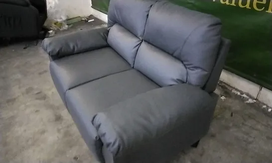 DESIGNER GREY LEATHER 2 SEATER SOFA