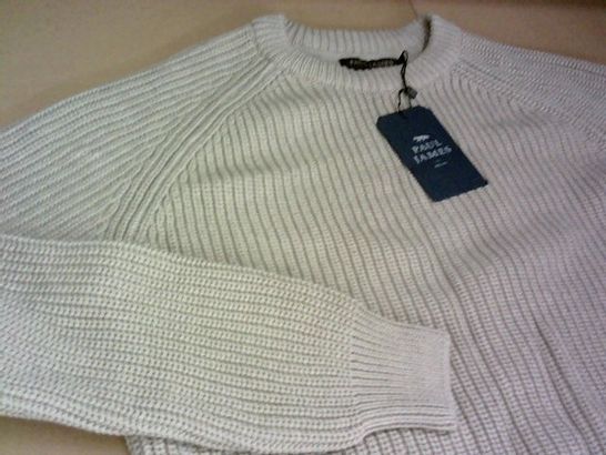 PAUL JAMES KNITTED CREW NECK JUMPER IN NATURAL - M