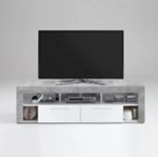 BRAND NEW BOXED ENTERTAINMENT/TV UNIT CONCRETE/WHITE (2 BOXES)