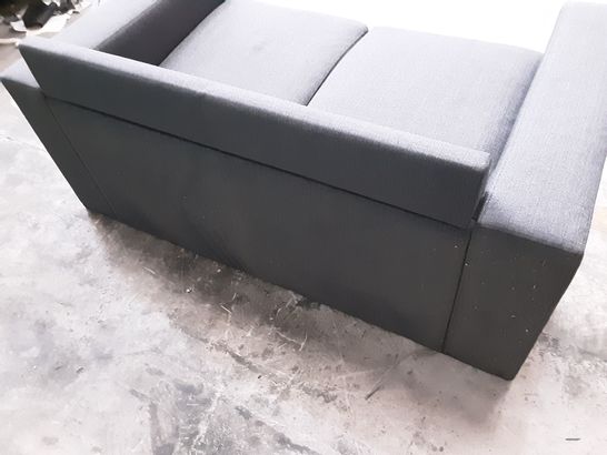 DESIGNER GREY FABRIC 2-SEATER SOFA - MISSING BACK CUSHIONS