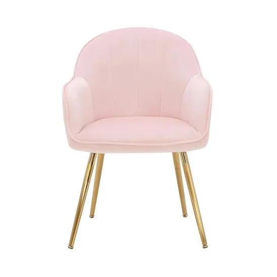 BOXED ISAIAH VELVET UPHOLSTERED SIDE CHAIR IN PINK